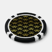 Retro Art Deco Black / Gold Shell Scale Patroon Poker Chips (Enkel)