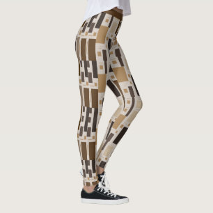 Retro Art Deco Bruin Geometrisch Patroon Yoga Leggings