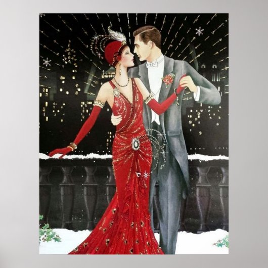 Retro Art déco couple de Noël Art déco vintage (Devant)