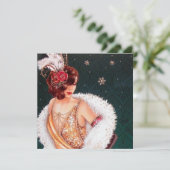 retro art deco dame bericht toevoegen Vakantie Feestdagenkaart (Staand voorkant)
