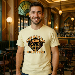 Retro Art Deco Espresso Martini Sjabloon T-shirt