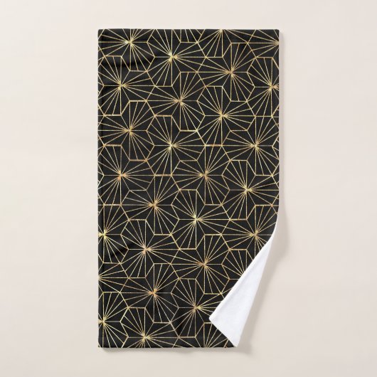 Retro Art Deco Gold Black Geometric Pattern (Serviette à main)