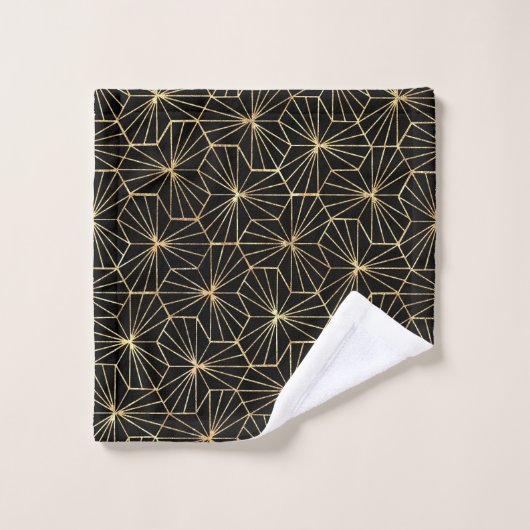 Retro Art Deco Gold Black Geometric Pattern (Gant de toilette)