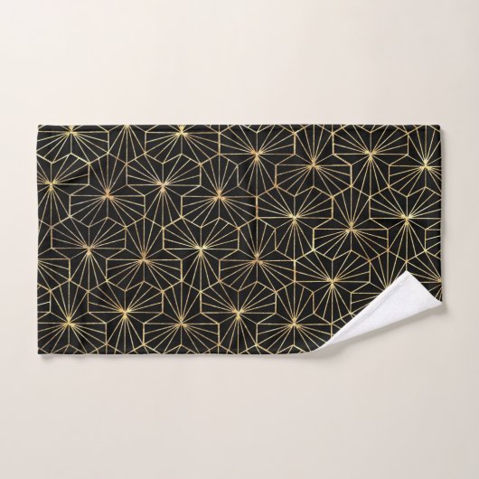 Retro Art Deco Gold Black Geometric Pattern (Serviette à main)