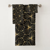 Retro Art Deco Gold Black Geometric Pattern Bad Handdoek (Insitu)