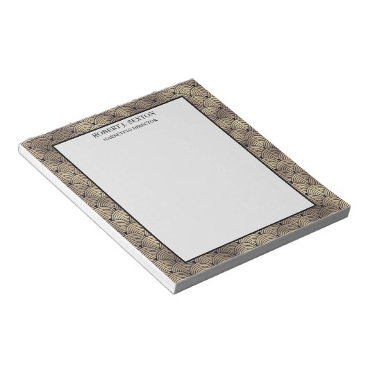 Retro Art Deco Gold en Black Rainbow Pattern Notitieblok (Schuin)