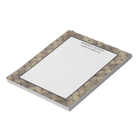 Retro Art Deco Gold en Black Rainbow Pattern Notitieblok (Gedraaid)