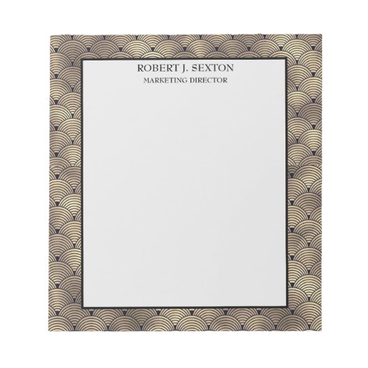 Retro Art Deco Gold en Black Rainbow Pattern Notitieblok (Voorkant)