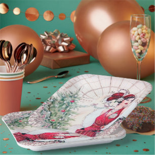 Retro Art Deco Holiday dame Papieren Bordje