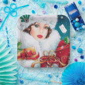 Retro Art Deco Holiday dame Papieren Bordje (Feest)