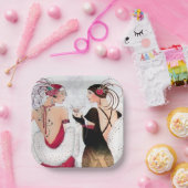 Retro  Art Deco Holiday dames Papieren Bordje (Feest)