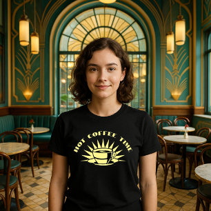 Retro Art Deco Hot Coffee Time Sjabloon T-shirt