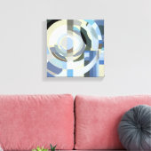 Retro Art Deco Jazz Blue Circles Patroon Canvas Afdruk (Insitu (Woonkamer))