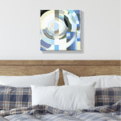Retro Art Deco Jazz Blue Circles Patroon Canvas Afdruk (Insitu (Slaapkamer))