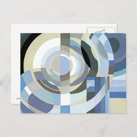 Retro Art Deco Jazz  Blue Circles Patroon Uitnodiging Briefkaart (Voorkant / Achterkant)