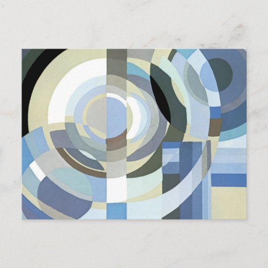 Retro Art Deco Jazz  Blue Circles Patroon Uitnodiging Briefkaart (Voorkant)