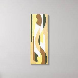 Retro Art Deco Jazz Brown Autumn Curve Patroon Canvas Afdruk