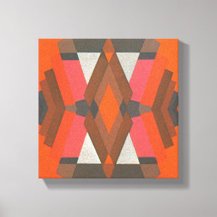 Retro Art Deco Jazz Vintage Warme Diamant Patroon Canvas Afdruk