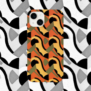 Retro Art Deco Jazz, Warm Curves Circles Geometric Case-Mate iPhone 14 Hoesje
