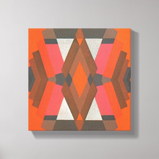 Retro Art Deco Jazz  Warm Diamond Pattern Canvas Afdruk (Voorkant)