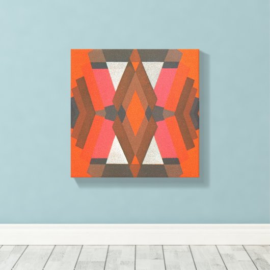 Retro Art Deco Jazz  Warm Diamond Pattern Canvas Afdruk (Insitu (Houten vloer))