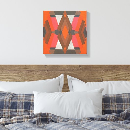 Retro Art Deco Jazz  Warm Diamond Pattern Canvas Afdruk (Insitu (Slaapkamer))