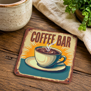 Retro Art Deco koffiebar Vierkante Kartonnen Onderzetter