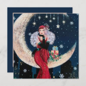 retro art deco lady add message feestdagenkaart (Voorkant / Achterkant)