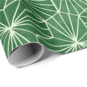 Retro Art Deco Lime Green Geometric Pattern Cadeaupapier (Rol Hoek)