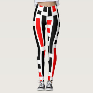 Retro Art Deco Red Black - Abstract patroonontwerp Leggings