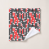 Retro Art Deco Red Black Monogram Abstract patroon Bad Handdoek (Wasdoekje)