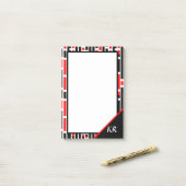 Retro Art Deco Red Black Monogram Abstract patroon Post-it® Notes (Op bureau)