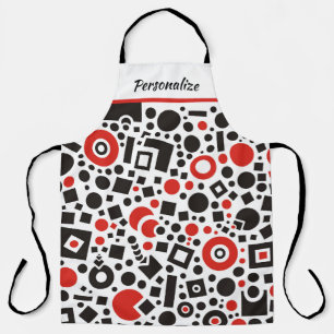 Retro Art Deco Red Black & White Geometric Pattern Schort