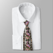 Retro Art Deco Roze Flamingo's Stropdas (Gebonden)