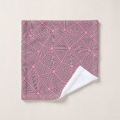 Retro Art Deco roze & zwart geometrisch patroon Bad Handdoek (Wasdoekje)
