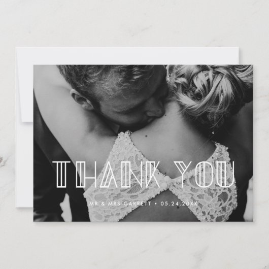 Retro art déco script mariage photo carte de remer (Devant)