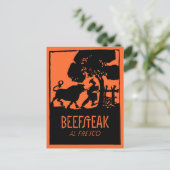 Retro art deco Steak restaurant en Briefkaart (Staand voorkant)