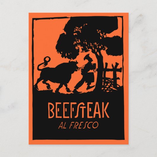 Retro art deco Steak restaurant en Briefkaart (Voorkant)