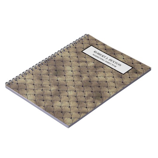 Retro Art Deco Style Gold en zwarte regenboog Notitieboek (Linkerzijde)