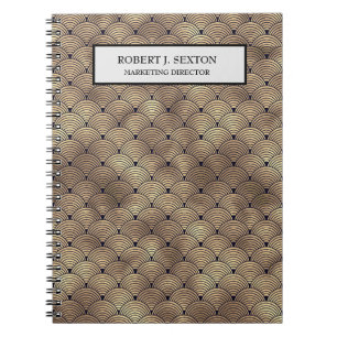 Retro Art Deco Style Gold en zwarte regenboog Notitieboek