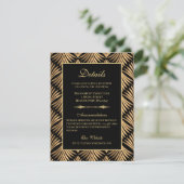 Retro Art Deco Trouwdetails Grote Gatsby Informatiekaartje (Staand voorkant)