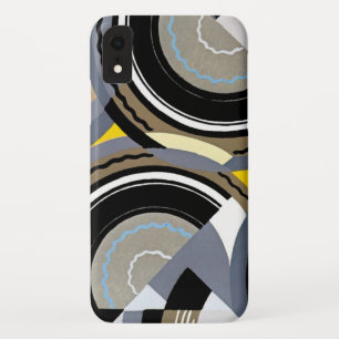 Retro Art Deco Vintage Abstract Cirkelpatroon iPhone XR Hoesje