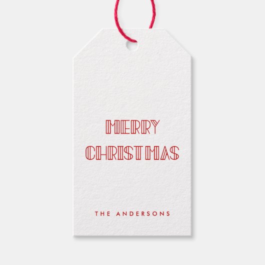 Retro art deco Vrolijk kerstkraft Cadeaulabel (Voorkant)