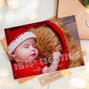 Retro Art Deco Vrolijke Kerstfoto Feestdagenkaart