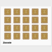 Retro Art Deco Zwart Blush Goud Huwelijk Custom Vierkante Sticker (Vel)