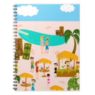 Retro Art Fun Groovy Jet Set Pool Party Notitieboek