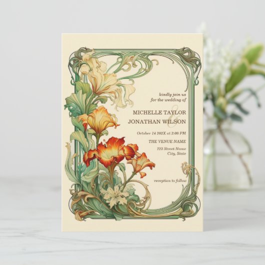 Retro Art Nouveau Botanische Tuin Lijst Kaart (Staand voorkant)