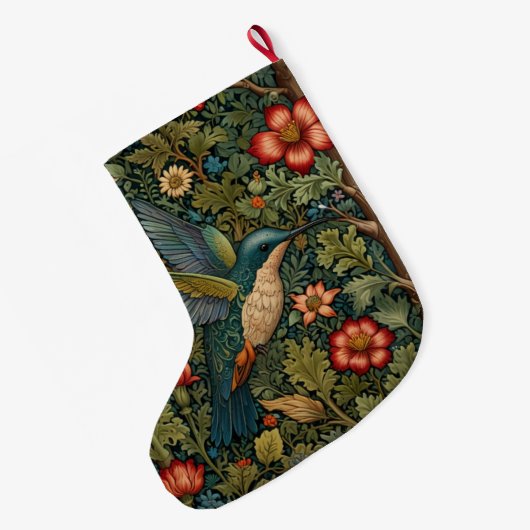 Retro art nouveau kolibrie grote kerstsok (Achterkant (Hangend))