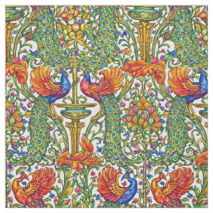 Retro Art Nouveau Pauwen & Fruit door Walter Crane Stof