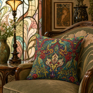 Retro Art Nouveau Pauwen & Vogels door Walter Cran Kussen